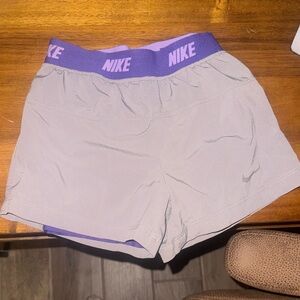 Nike Kids Gray Shorts with Purple Waistband